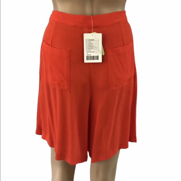 Sunday in Brooklyn dressy Shorts 6 pleated orange Anthropologie - Picture 5 of 11